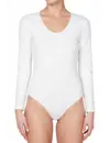 J&C body lange mouw katoen - bodystocking dames - diepe ronde hals - Witte body - zwarte body