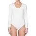 J&C body lange mouw katoen - bodystocking dames - diepe ronde hals - Witte body - zwarte body - Wit