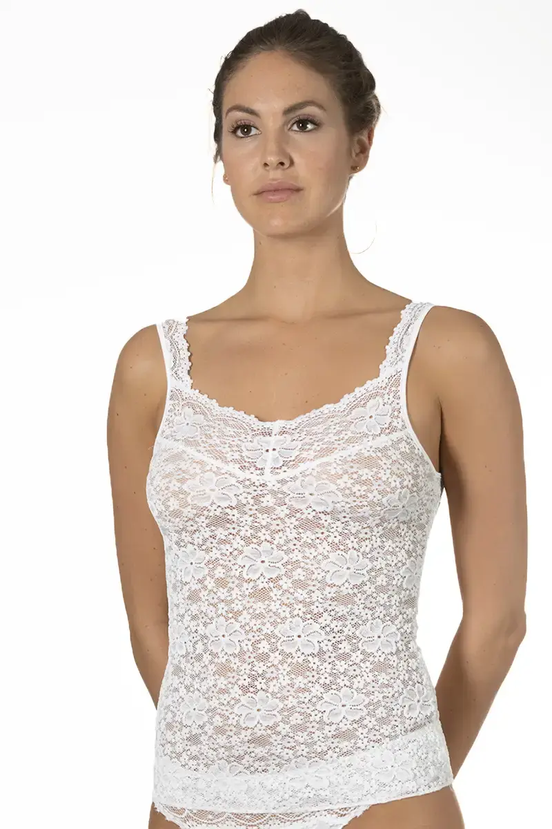 Nina von C dames hemd kant - Millefleurs - Luxe kanten onderhemd voor vrouwen - Singlet lingerie top