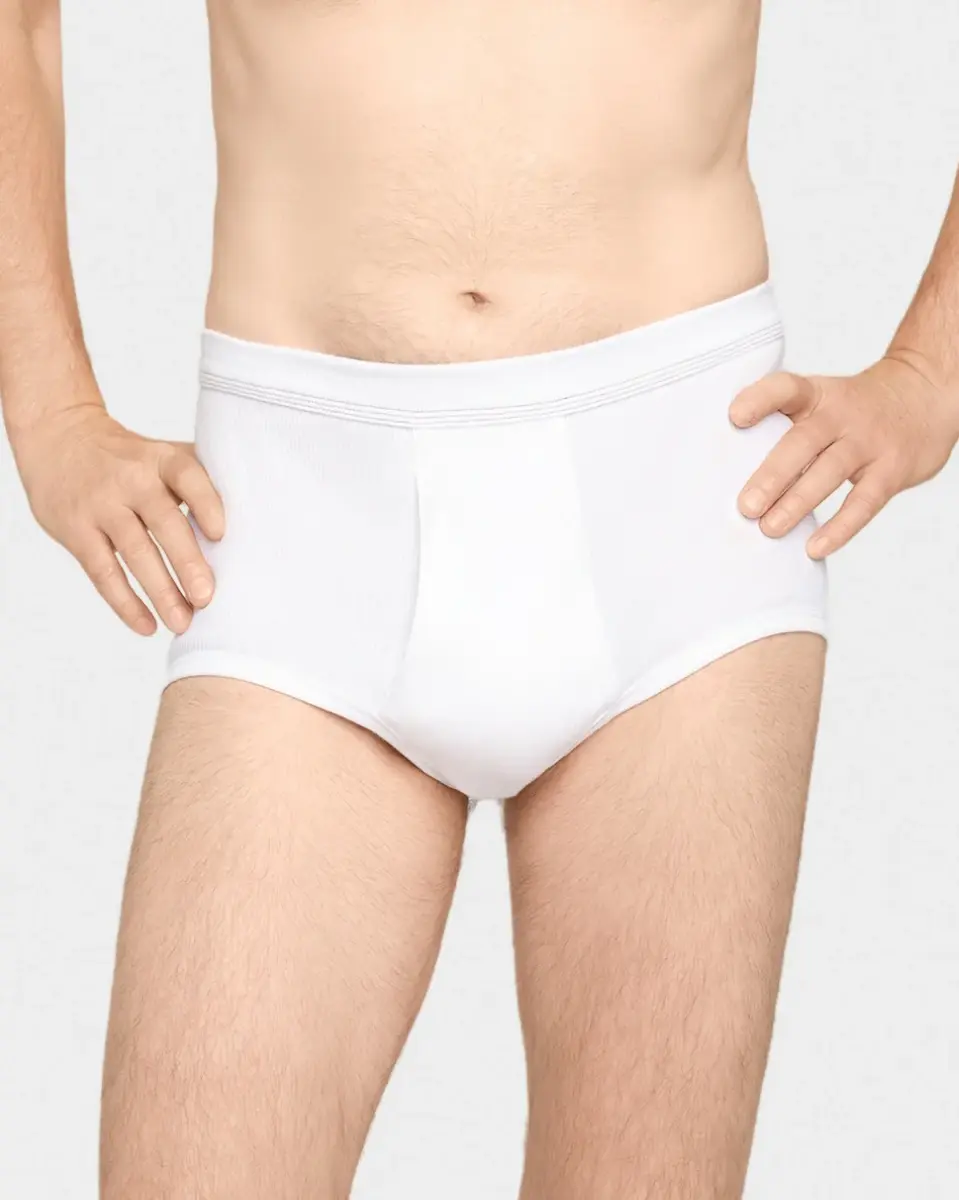 Conta heren tailleslip met gulp - Rib - Met sluiting - Heren onderbroek - 100% katoen wit mannen ondergoed