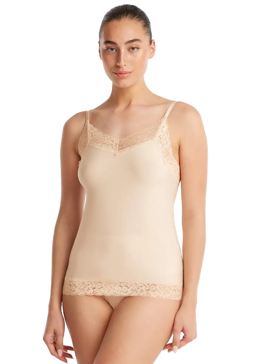 Ten Cate 31912 Secrets dames hemd kant - Spaghetti bandjes - Kanten Naadloos dames hemd microfiber - lingerie top