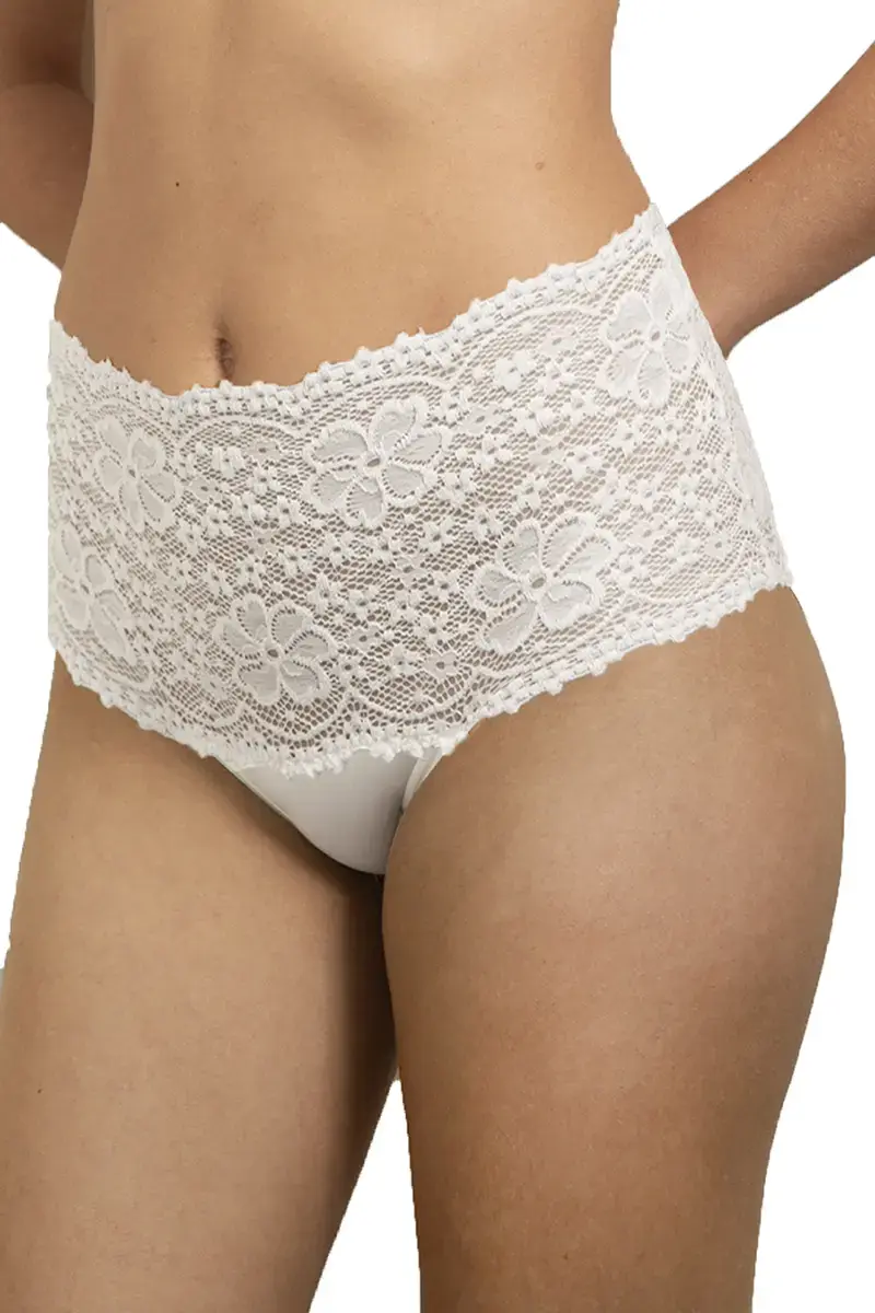 Nina von C kanten dames Taille Slip - Millefleurs - Luxe Hoge maxi slip met kant - Viscose &  modal