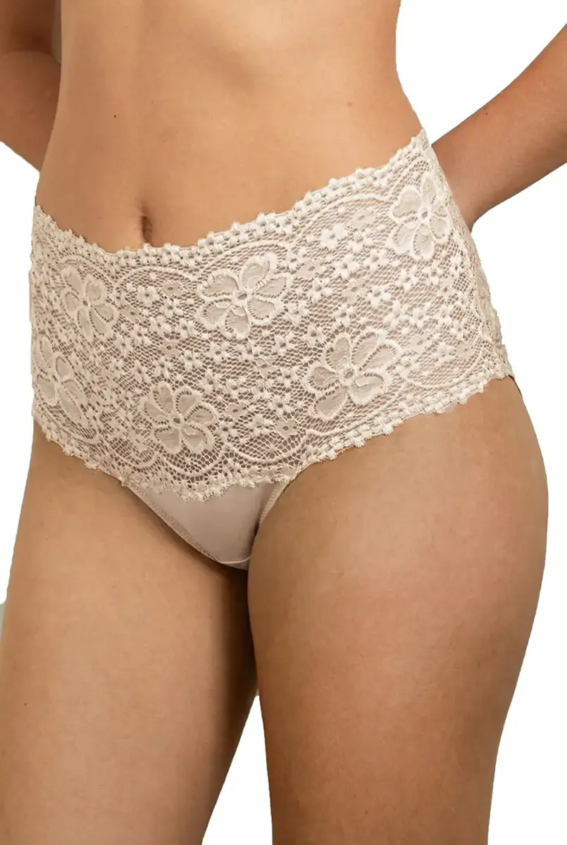 Nina von C kanten dames Taille Slip - Millefleurs - Luxe Hoge maxi slip met kant - Viscose &  modal