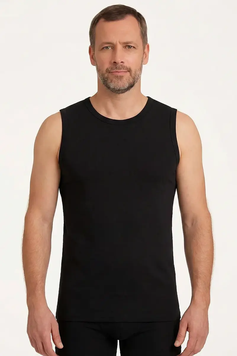 Beeren heren mouwloos shirt katoen Extra lang - Shirt zonder mouwen - wit en zwart Ondershirt