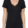 Entex dames thermo shirt korte mouw met kant - Wollen thermisch ondergoed dames