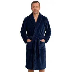 HL-tricot heren Fleece Badjas - Comfort - Warme winter ochtendjas - Zwart, Grijs, Donkerblauw HL-tricot heren Fleece Badjas - Comfort - Warme winter ochtendjas - Zwart, Grijs, Donkerblauw