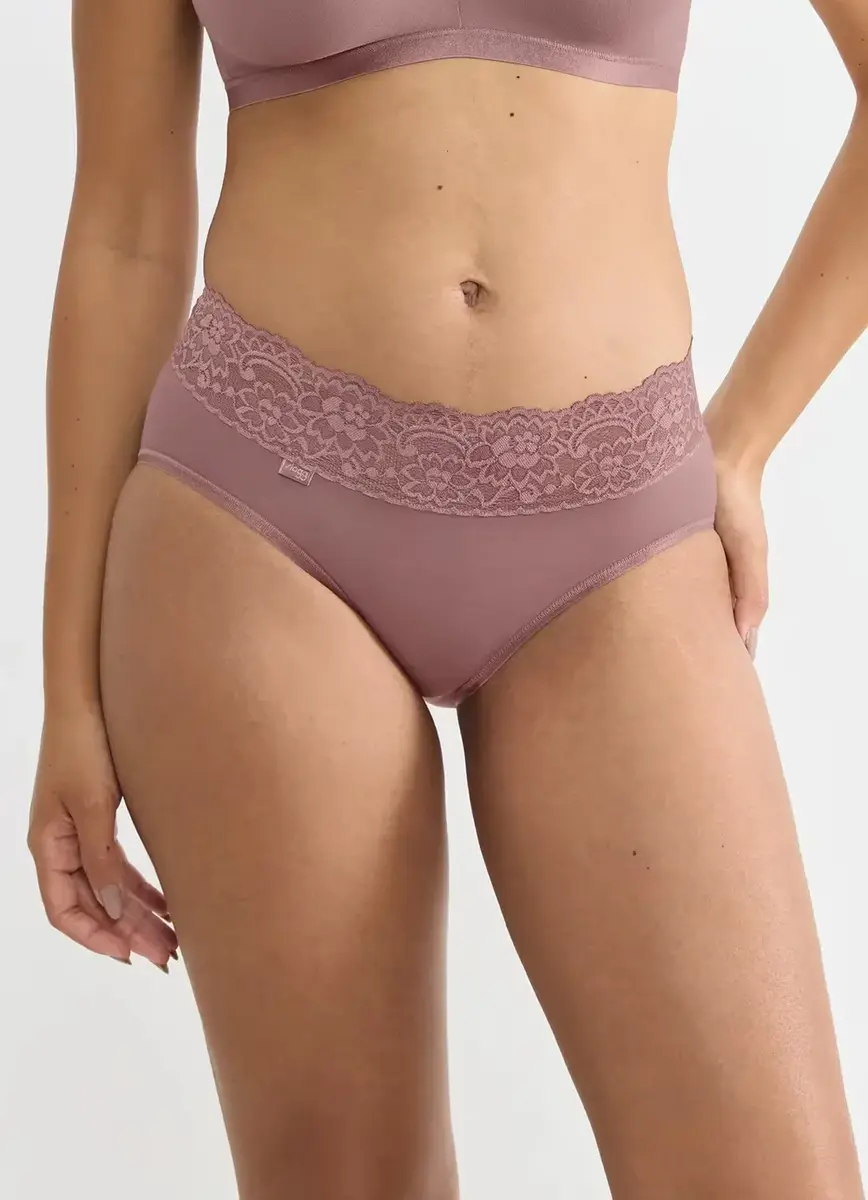 Sloggi Romance Midi - kanten dames heup slip - Microfiber dames onderbroek