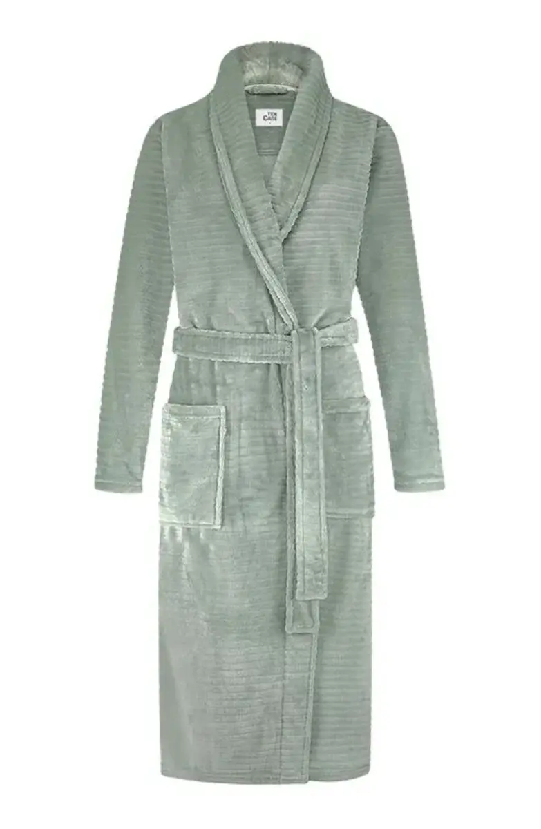 Ten Cate dames badjas Fleece - Minty Green Stipe