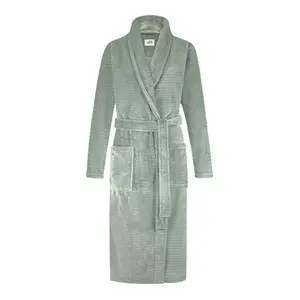 Ten Cate dames badjas Fleece - Minty Green Stipe