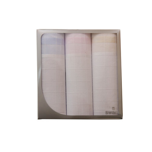 Swan 3 stuks Dames zakdoeken Ruitmotief