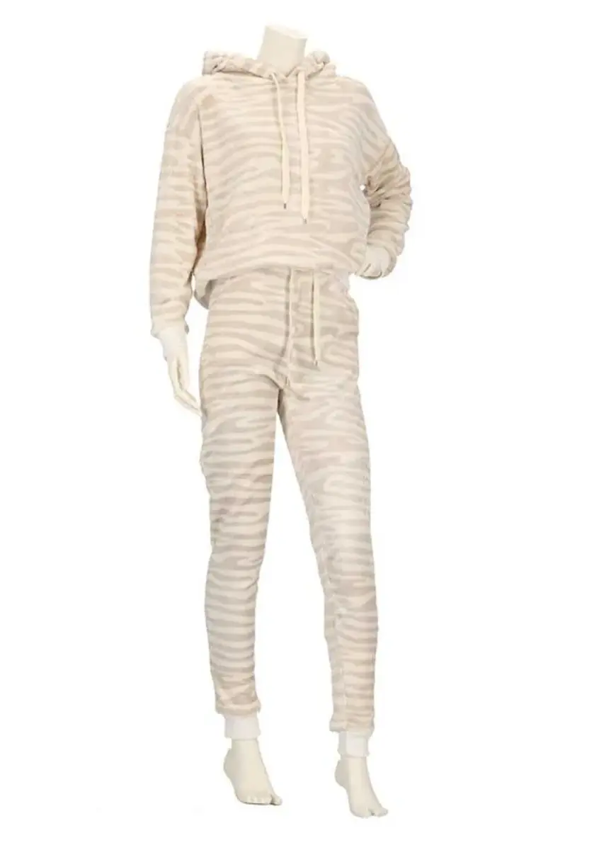Apollo dames huispak Fleece - Lounge set dames - Zebra - Warm winter pyjamapak - Loungewear dames