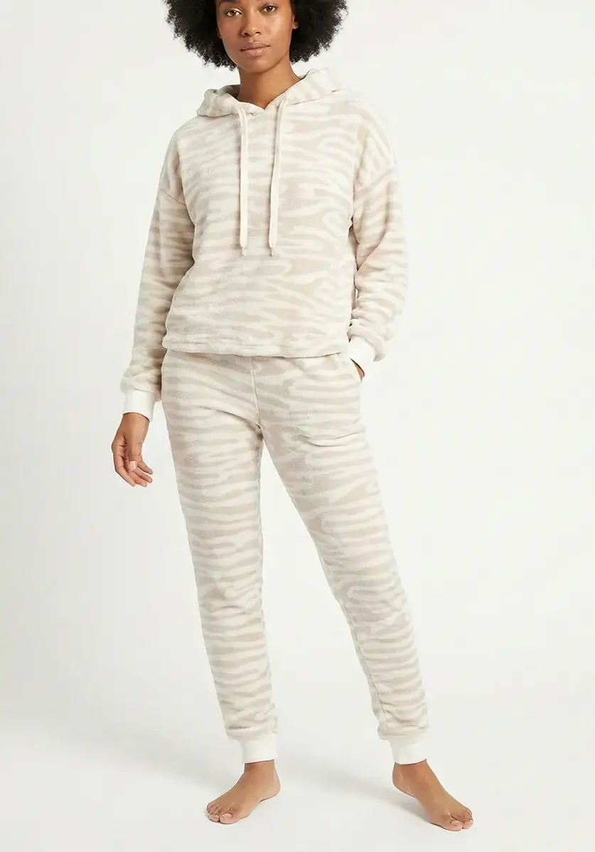 Apollo dames huispak Fleece - Lounge set dames - Zebra - Warm winter pyjamapak - Loungewear dames