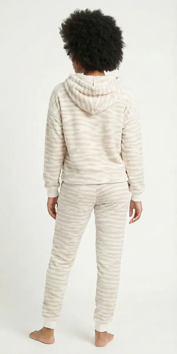 Apollo dames huispak Fleece - Lounge set dames - Zebra - Warm winter pyjamapak - Loungewear dames