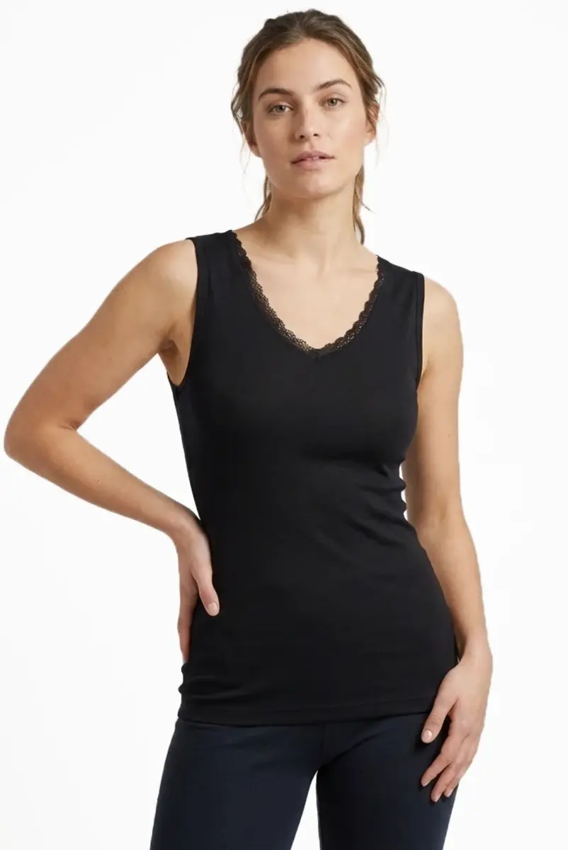 Ten Cate Thermo kanten dames hemd - V-hals - Warm thermisch onderhemd met brede bandjes