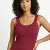 Toker Dames Hemd kant, breed bandje, modal 211/1 - Modal dames onderhemd - Kanten bandjes singlet - Zwart - Bordeaux - Champagne