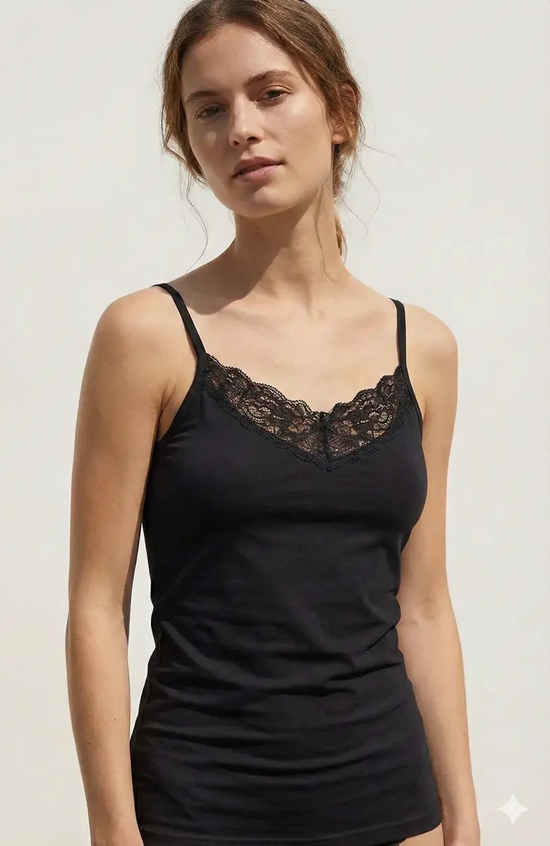 Conta dames hemd modal, kant - Comfortabele Vrouwen singlet - Spaghetti bandjes