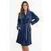 HL-tricot dames badjas fleece - Comfort - Warme winter ochtendjas - Badjassen dames - Blauw
