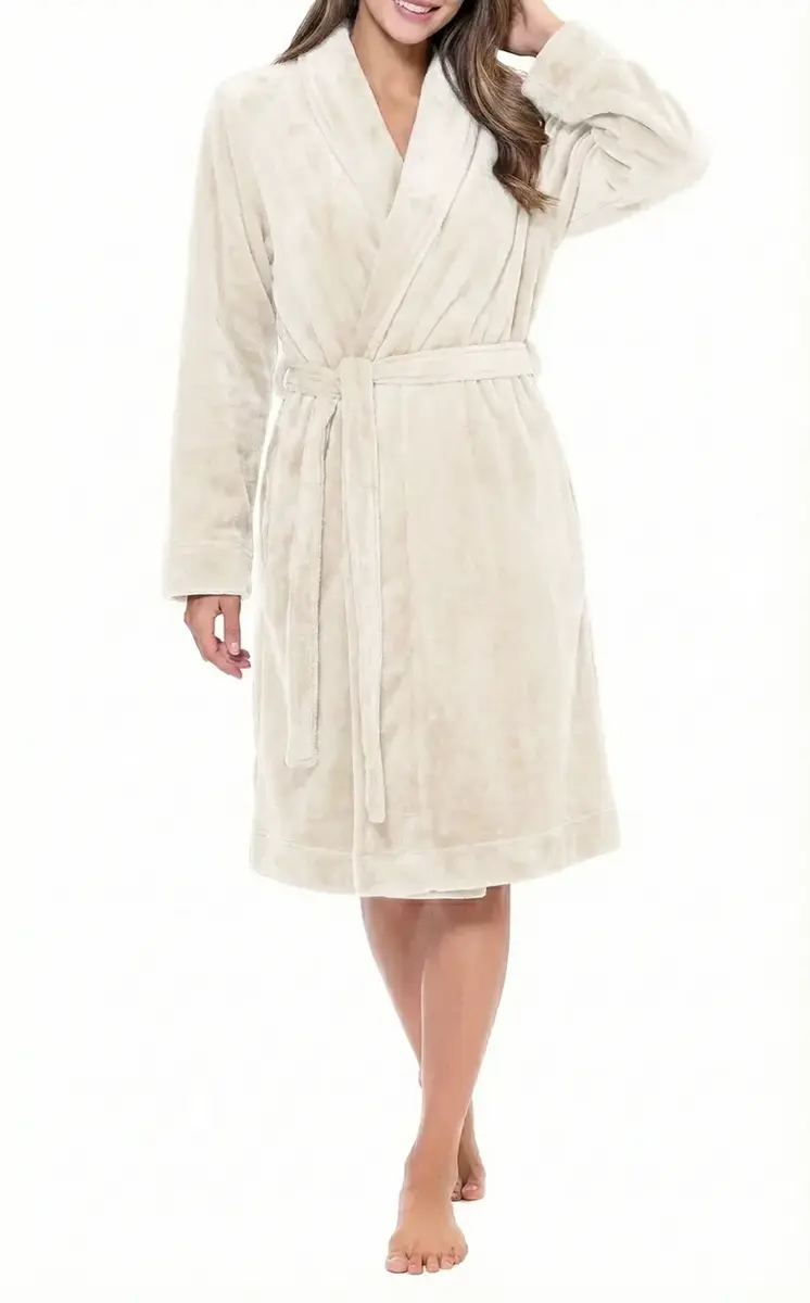 HL-tricot dames badjas fleece - Comfort - Warme winter ochtendjas - Badjassen dames