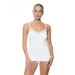 Mey Emotion dames smal bandje hemd met kant - Naadloos viscose Onderhemd spaghetti bandjes Mey Emotion dames smal bandje hemd met kant - Naadloos viscose Onderhemd spaghetti bandjes