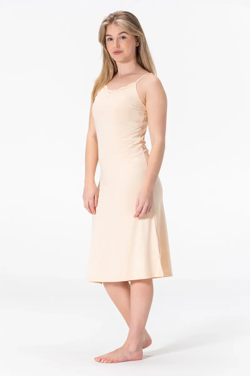 Gaubert kanten Onderjurk dames Extra lang - Spaghetti bandjes - Gladde onderjurk verstelbare bandjes - Zwart - Wit - Huidskleur