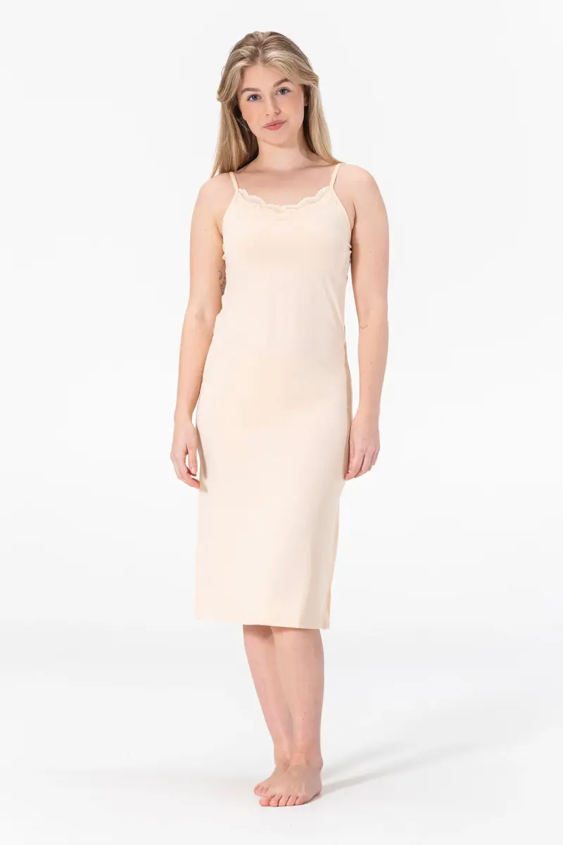 Gaubert kanten Onderjurk dames Extra lang - Spaghetti bandjes - Gladde onderjurk verstelbare bandjes - Zwart - Wit - Huidskleur