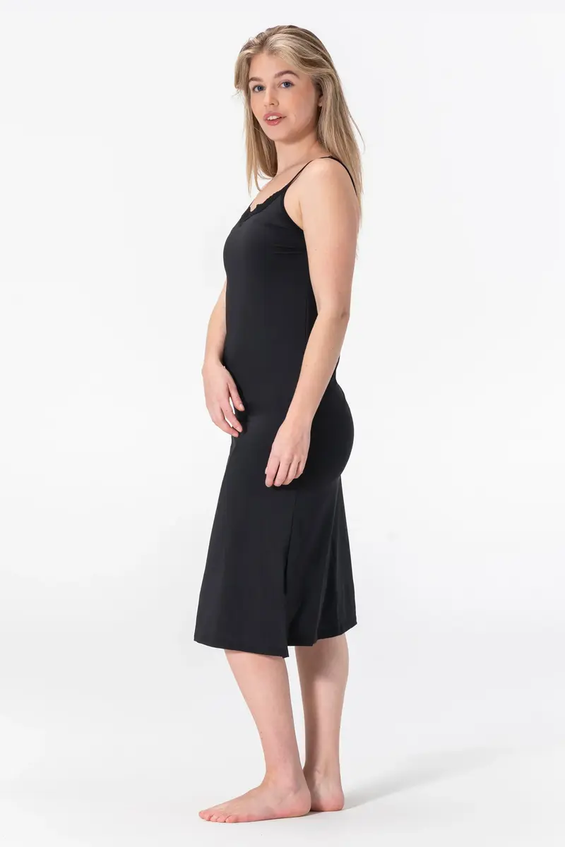 Gaubert kanten Onderjurk dames Extra lang - Spaghetti bandjes - Gladde onderjurk verstelbare bandjes - Zwart - Wit - Huidskleur