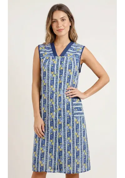 Ma Flodder jasschort blauw/geel bloemetje