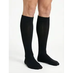 Basset kniekous wol heren - zwart - Hoge warme winter kniekous