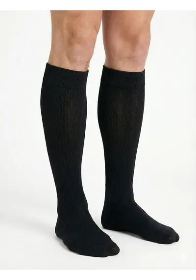 Basset kniekous wol heren - zwart