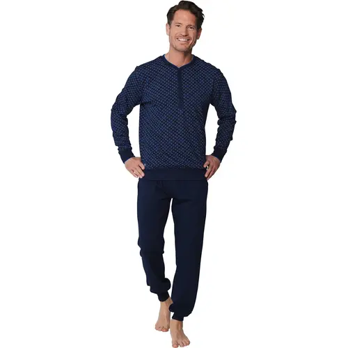 Pastunette Heren katoenen pyjama met lange mouwen - Donkerblauw
