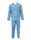 Gentlemen flanellen heren pyjama - Geruwd - Lichtblauw - Warme winter pyjama