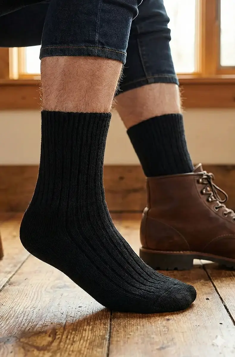 Hertex Dikke wollen sokken - gebreide sokken  - 50% Wol - Warme huissokken - Bedsokken - Thermosokken dames