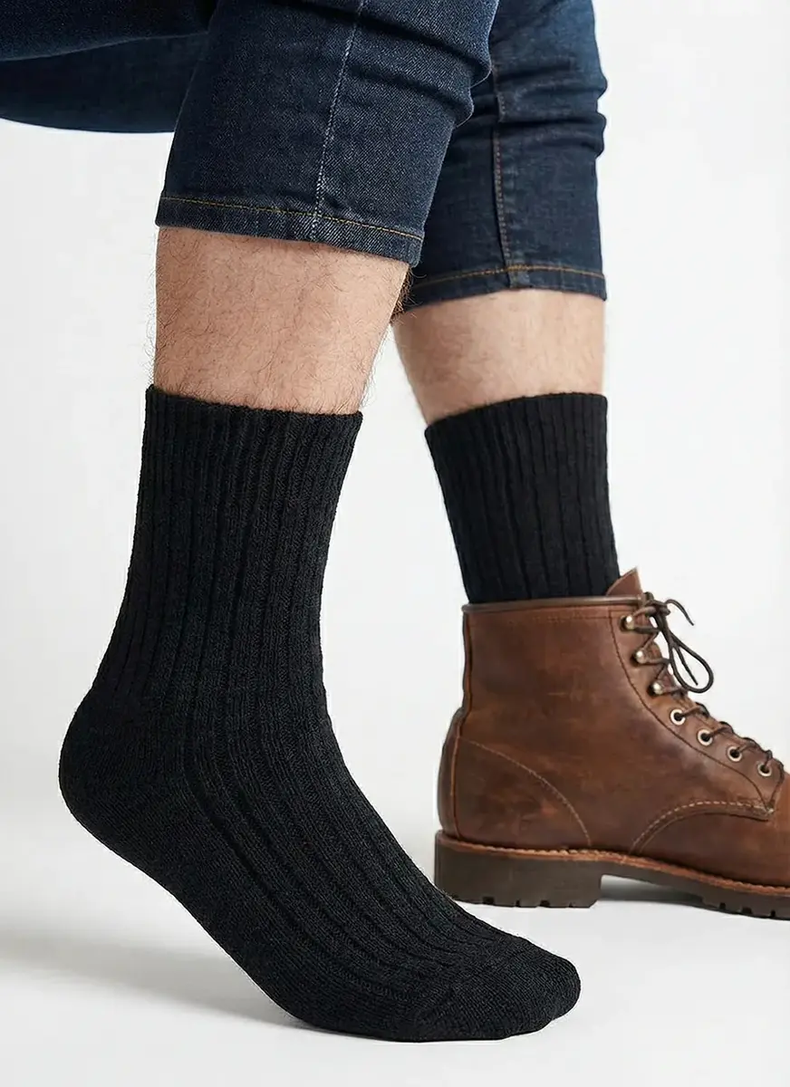 Hertex Dikke wollen sokken - gebreide sokken  - 50% Wol - Warme huissokken - Bedsokken - Thermosokken dames