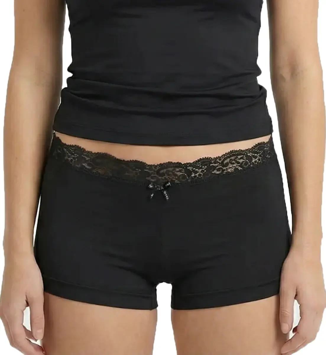 Avet kanten boxershort dames 38832 - Dames onderbroek - kanten ondergoed -badstof kruisje - wit en zwart