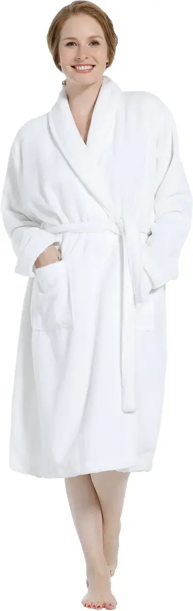 Pastunette / Pasha dames Badjas Fleece/badstof - Witte sauna badjas