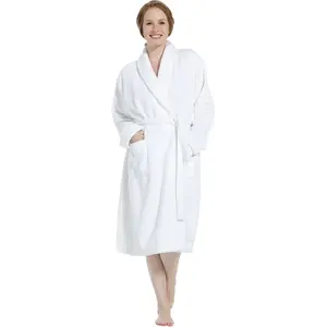 Pastunette / Pasha dames Badjas Fleece/badstof - Witte sauna badjas