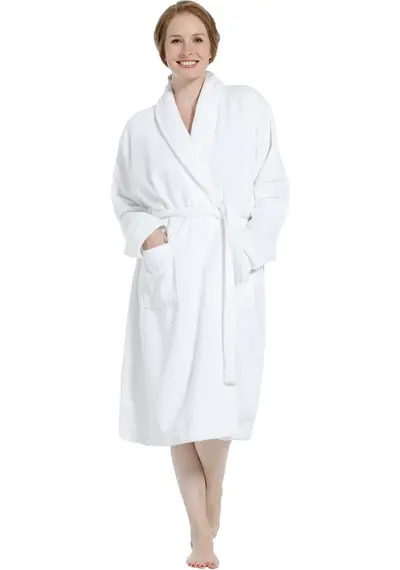 Pastunette / Pasha dames Badjas Fleece/badstof - White Pastunette / Pasha dames Badjas Fleece/badstof - White