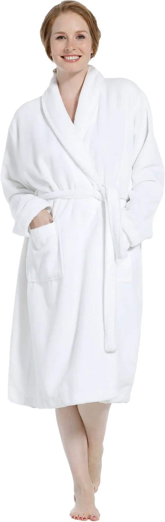 Pastunette / Pasha dames Badjas Fleece/badstof - White