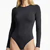 Pieces body lange mouw - PCNEJA - Bodysuit naadloos - Ronde hals - Zwart - Huidskleur - Witte body