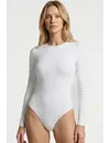 Pieces body lange mouw - PCNEJA - Bodysuit naadloos - Ronde hals - Zwart - Huidskleur - Witte body