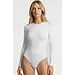 Pieces body lange mouw - PCNEJA - Bodysuit naadloos - Ronde hals - Zwart - Huidskleur - Witte body - Wit