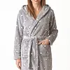 Cocodream dames badjas fleece - Dots - Warme winter ochtendjas - Badjassen dames