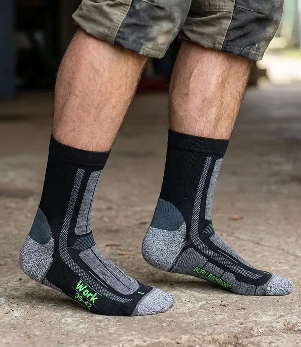 Boru Bamboo werk sokken met stevige zool - Zwarte Stevige bamboe sokken - Anti zweet