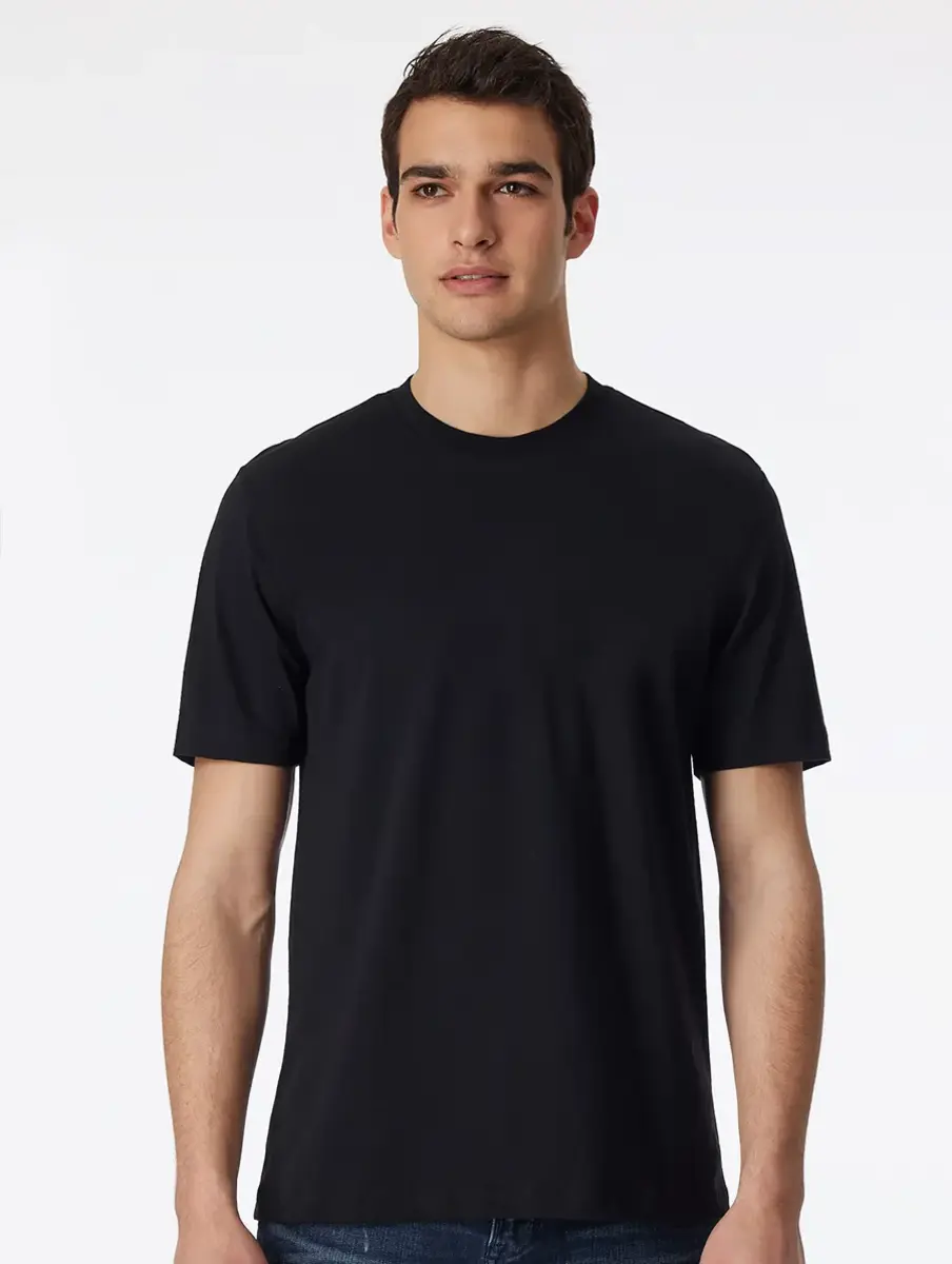 Schiesser 2-pack heren American T-Shirts - Wijd model heren ondershirt katoen - wit en zwart