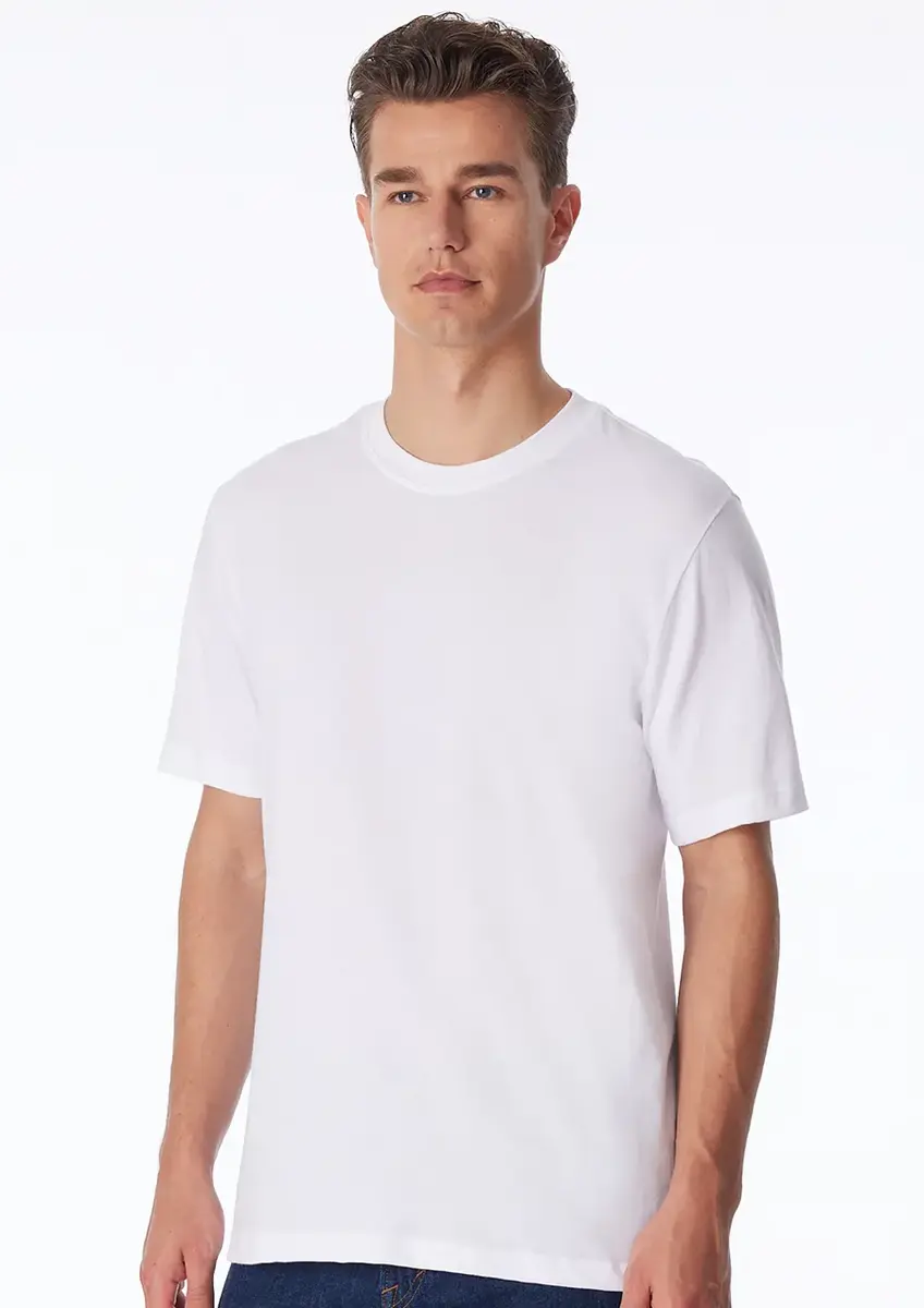 Schiesser 2-pack heren American T-Shirts - Wijd model heren ondershirt katoen - wit en zwart