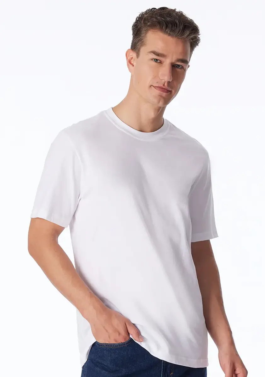 Schiesser 2-pack heren American T-Shirts - Wijd model heren ondershirt katoen - wit en zwart