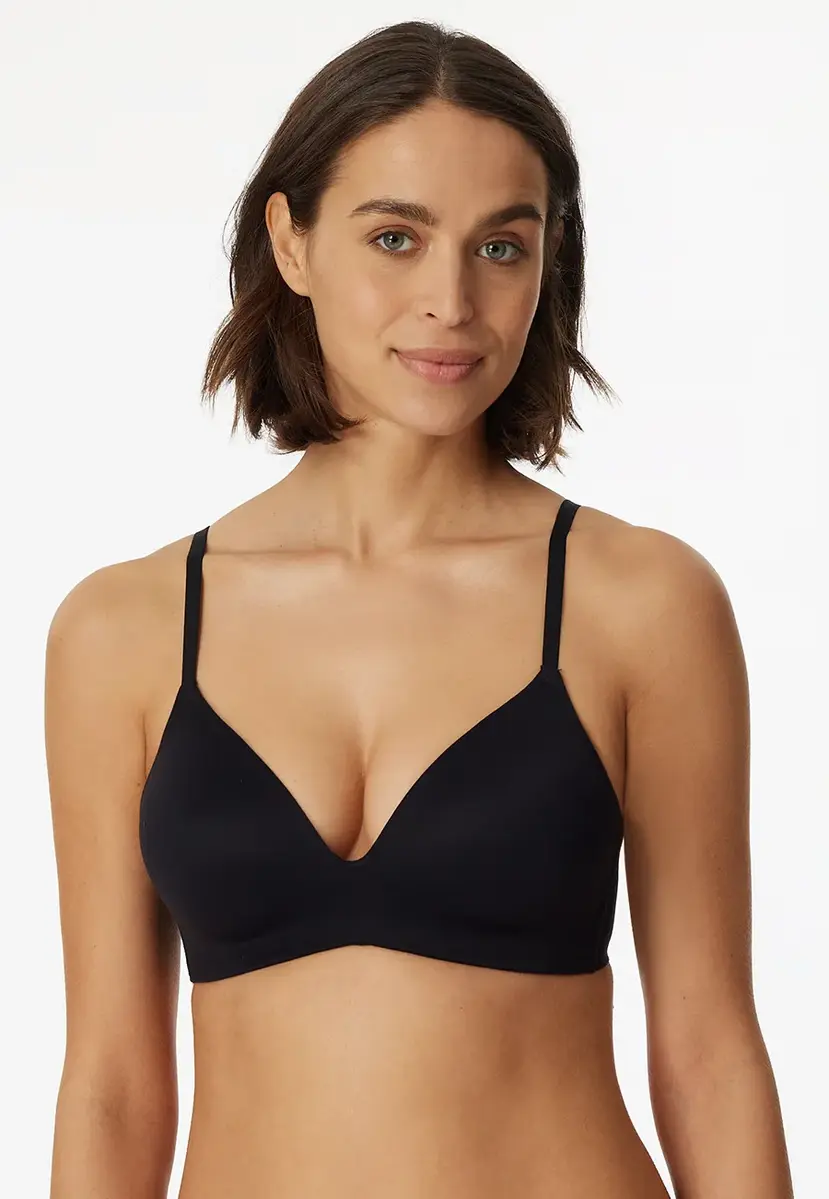 Schiesser BH met vulling zonder beugel - Invisible soft - Comfort invisible bh die niet doorschijnt - Huidskleur - Zwart