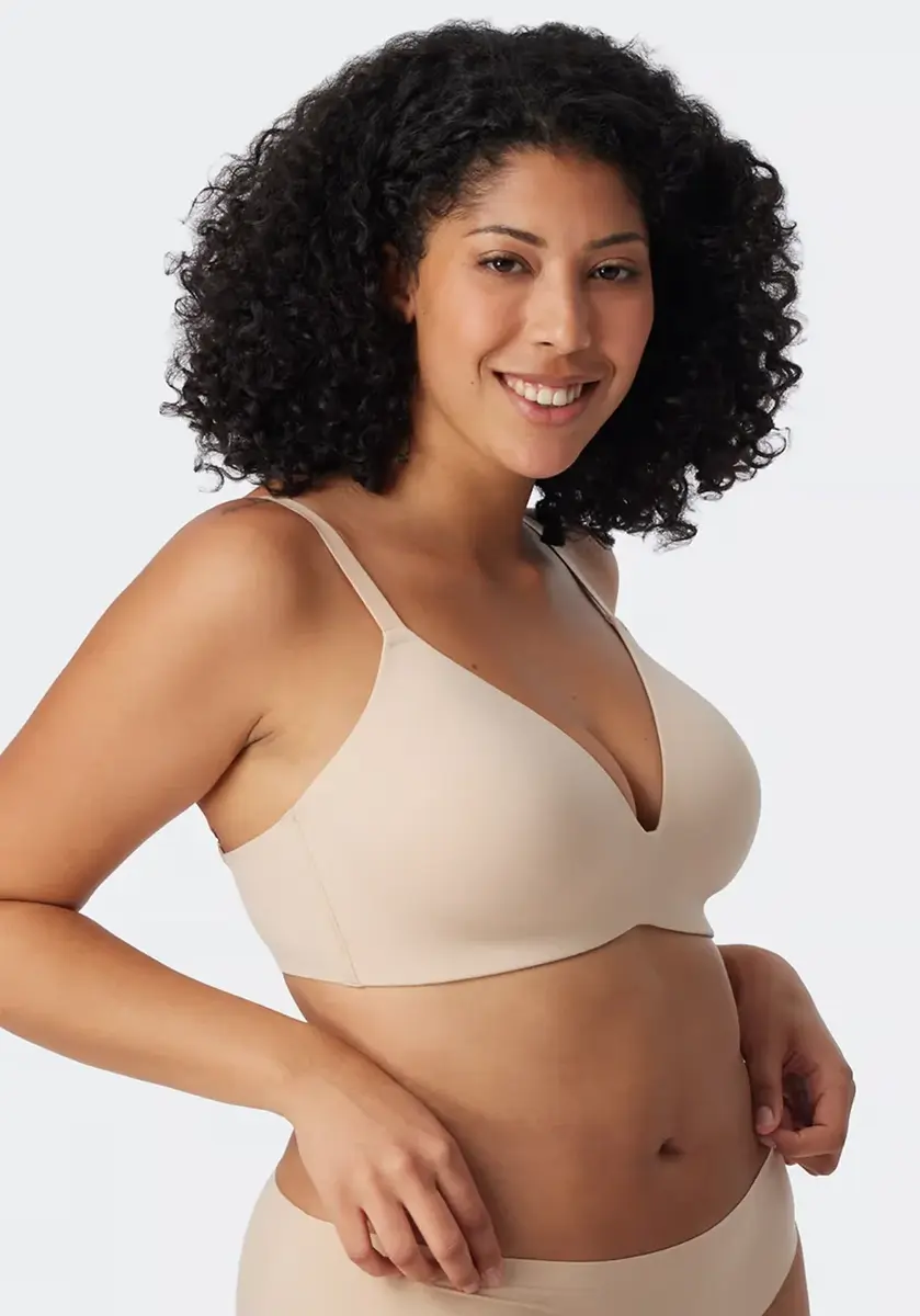 Schiesser BH met vulling zonder beugel - Invisible soft - Comfort invisible bh die niet doorschijnt - Huidskleur - Zwart