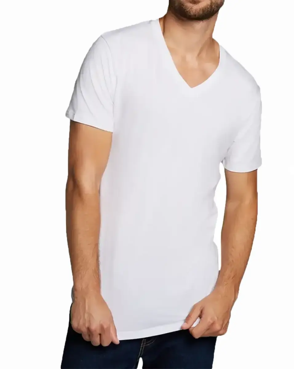 Bamboo Basics 2-pak heren T-shirts V-hals - Velo - Bamboe heren ondershirts korte mouwen - Donkerblauw - Groen - Wit - Zwart