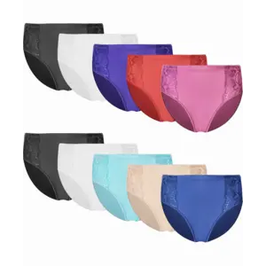 Fine Woman 9-pak dames slip kant  - 9039 - Goedkope Multipack onderbroeken - Elastisch katoen